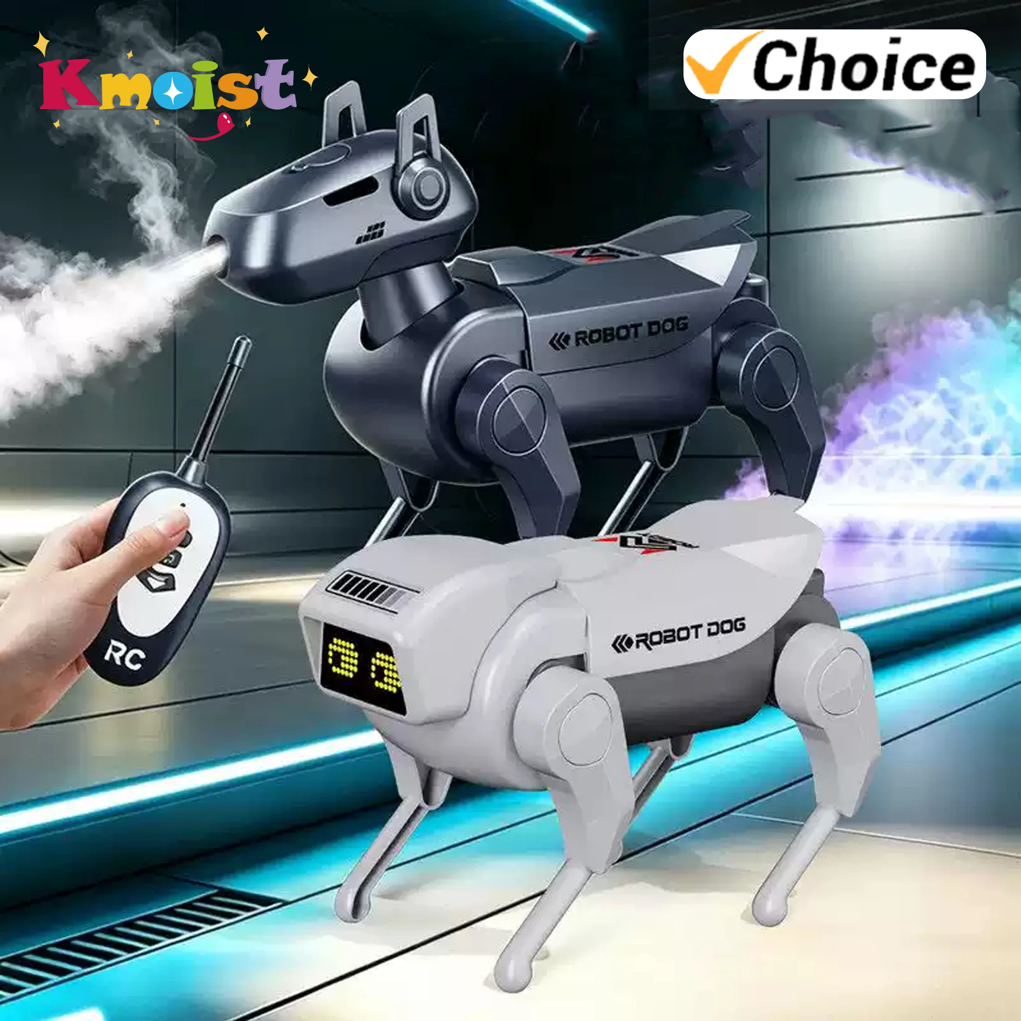 RC Robot Dog Mechanical Dog DIY Assembled Remote Control Electronic Spray Walking Pet Science Toys for Boys Kid Birthday Gifts
