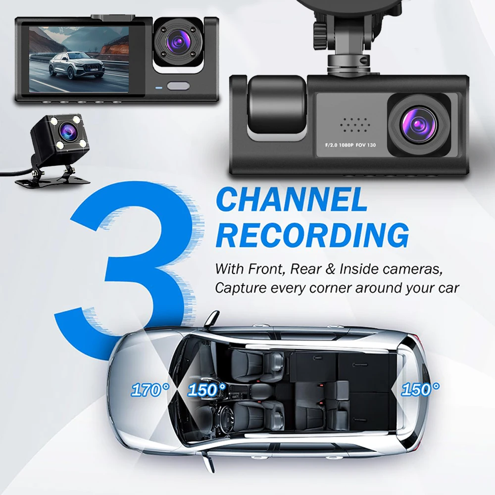 الصندوق الأسود الأمامي والخلفي Android Auto Dashcam وضع وقوف السيارات ملحقات عرض السيارة شاحنة لاسلكية DVR مراقب كاميرا السيارة