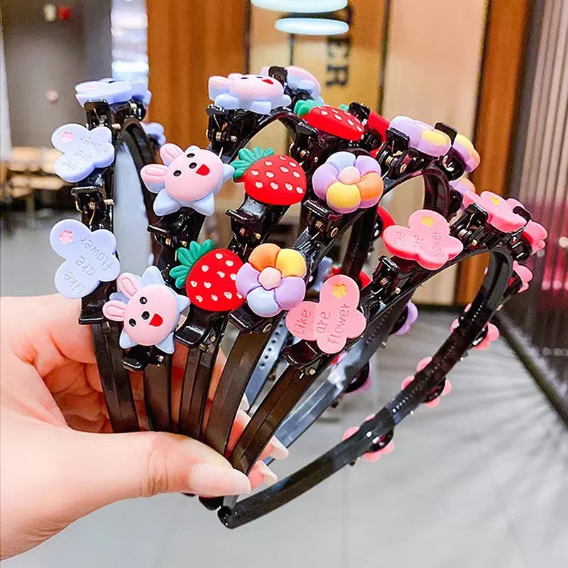 Kid Accessories Girl Compression Headband Cute Braided Hair Clip Sweet Kids Headwear Hair Clips for Girl Baby Broken Hair Clip