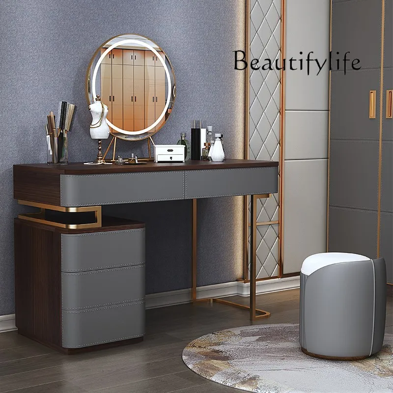 

smart home Light Luxury Vanity Table Nordic Makeup Aesthetic Drawer Stool Dressing Table Minimalist Decor Tocador Con Espejo Roo