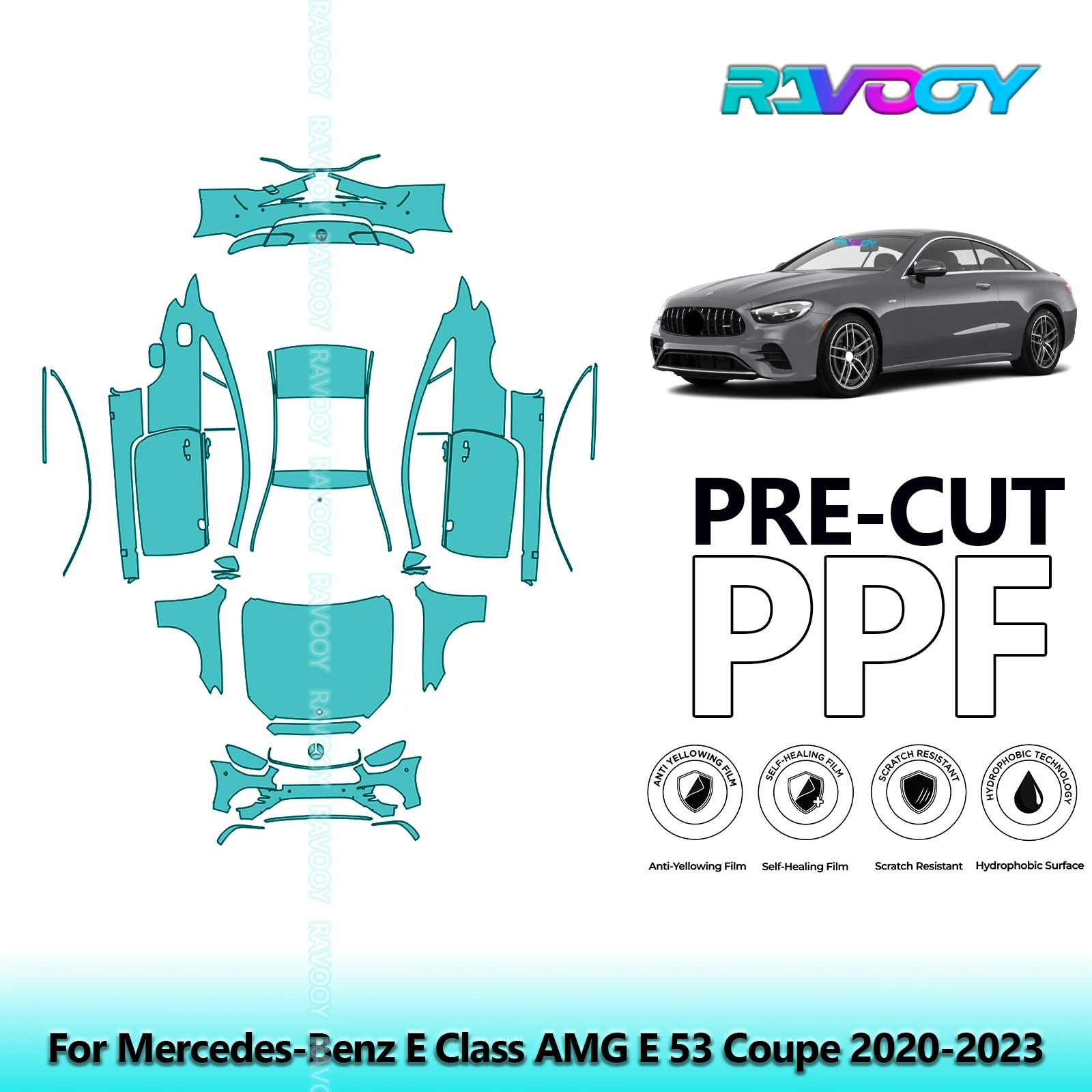 

Full Vehicle Clear Bra Precut PPF Paint Protection Film For Mercedes-Benz E Class AMG E 53 Coupe 2020-2023