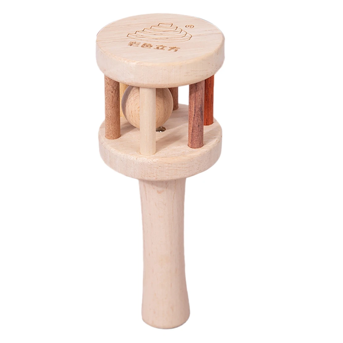 Infant Beech Solid Wood Stroller Toy Early Childhood Education Trolley Hand Rattle Early Education Wooden Comfort Toy A