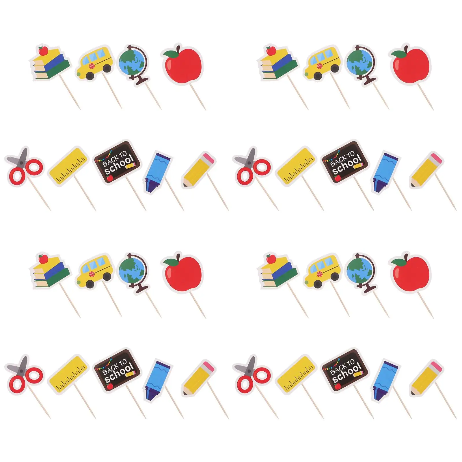 

36 Pcs Cake Topper Decorations Back to School Toothpick Flag Party Supplies Kindergarten Cupcake Picks Paper Wood