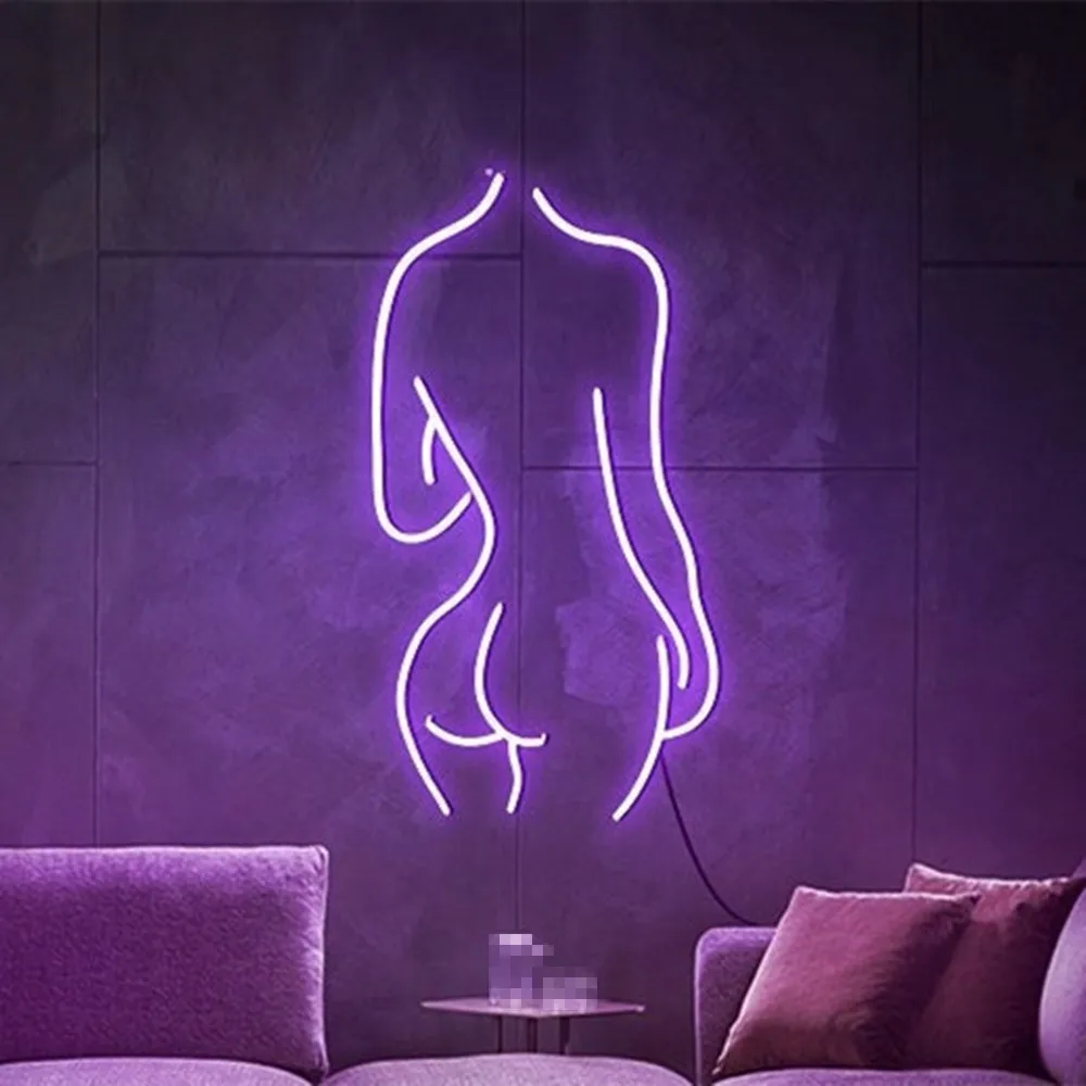 Custom Neon Sign Women Body Art Wall Decor LED USB Light for Bedroom Bathroom Man Cave Bar Party Decor Lady Back Glowing Lights