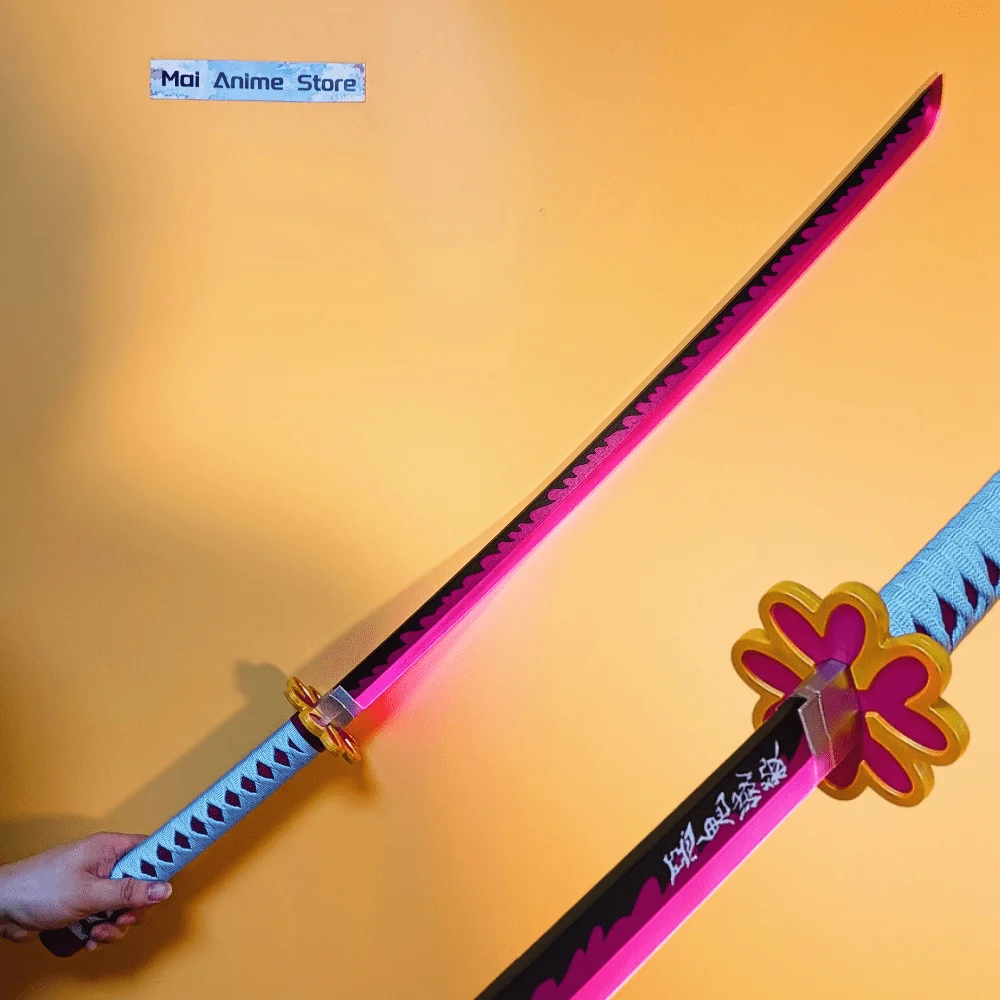 40インチの明るいピンク色の光る刀、実物大の刃、侍の刀、日本の刀、アニメコスプレの小道具、非鋭利な玩具ギフト