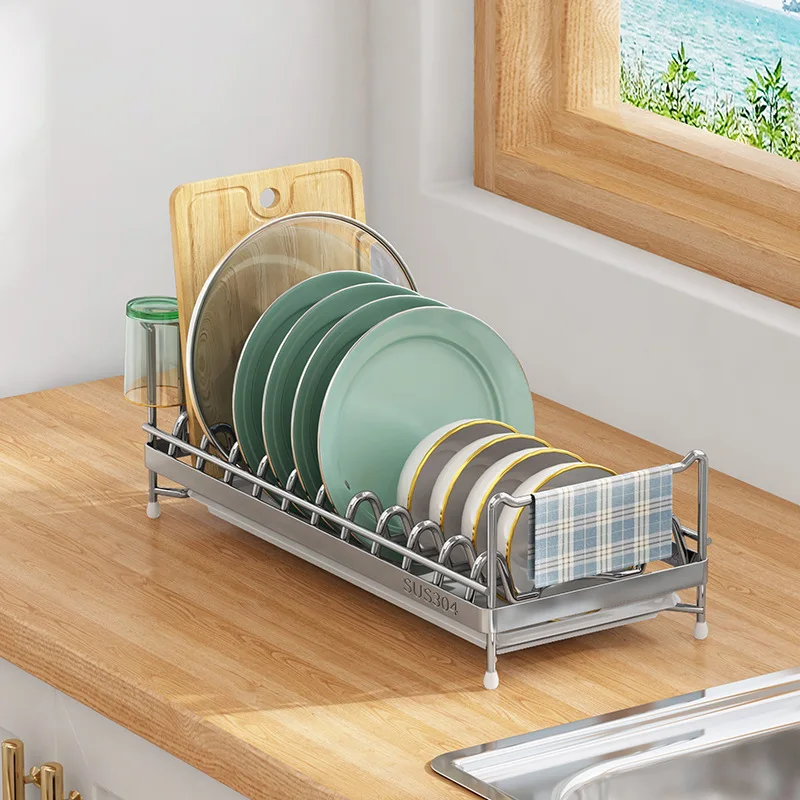 

Stainless Steel Dish Drying Rack,Kitchen Counter,Plates,Bowls Storage Organizer,Sink Stand,Shelf for Cup,Tableware,Mug,Drainer