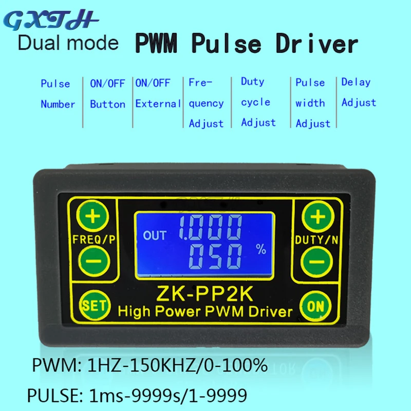 ZK-PP1K PWM Pulse Generator Dual-mode Signal Generator ZK-PP2K PWM Motor Governor Frequency Duty Cycle Adjustable Cycle Delay