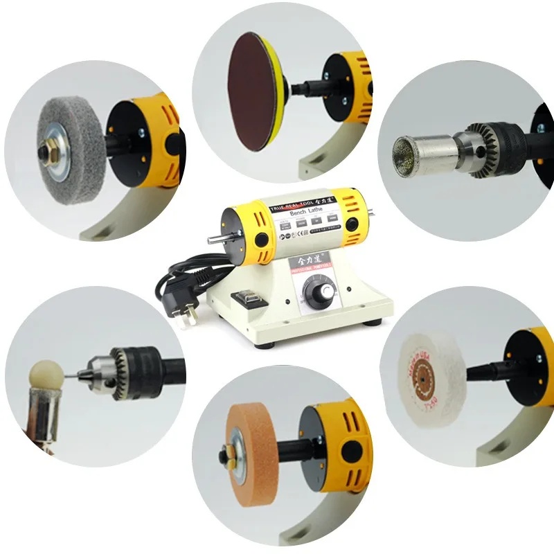 TM-2 Bench Grinder Polishing Machine Variable Speed Mini Table Lathe Carving Drilling Buffing DIY Jewelry Craft Power Tool