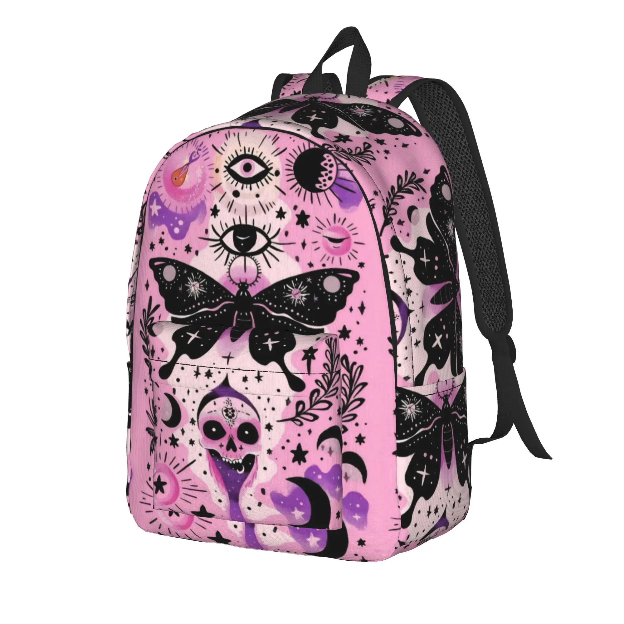 Halloween Gothic Backpack for Men Women Teenage Student Business Daypack Mystical Moth Tarot Laptop Canvas Bags Lightweight