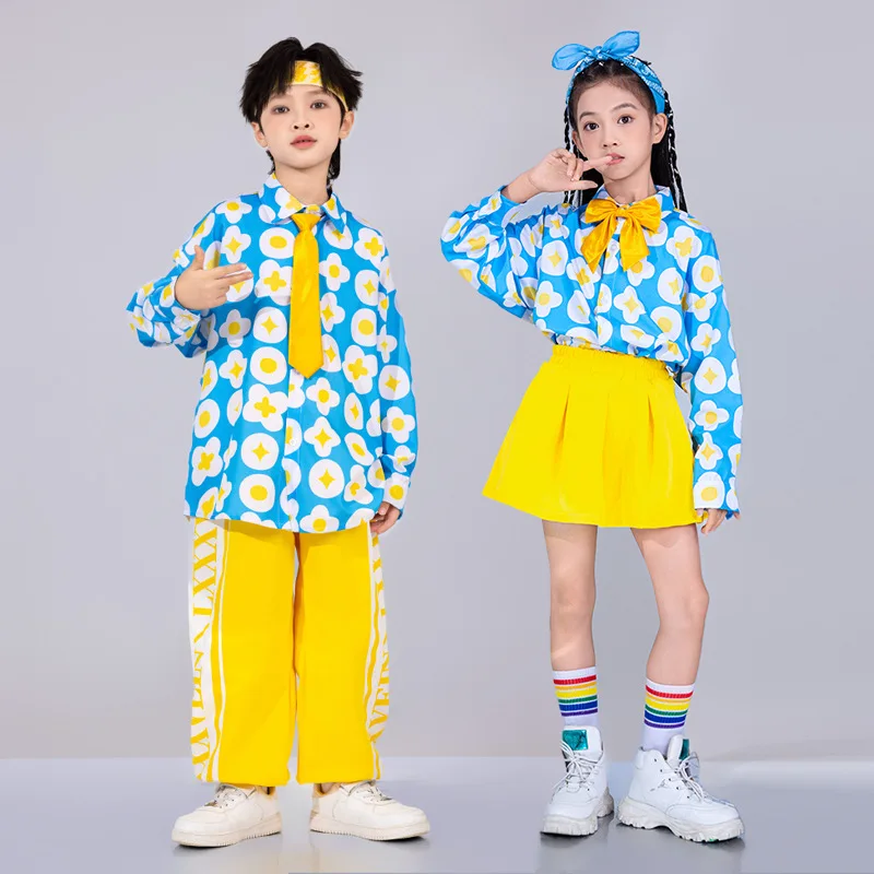 Hip Hop Mädchen Mode K-pop print Top Buchstaben Cargo Hosen Kind Street Dance Strickjacke Kinder Streetwear Mädchen Gruppe Jazz kleidung Se