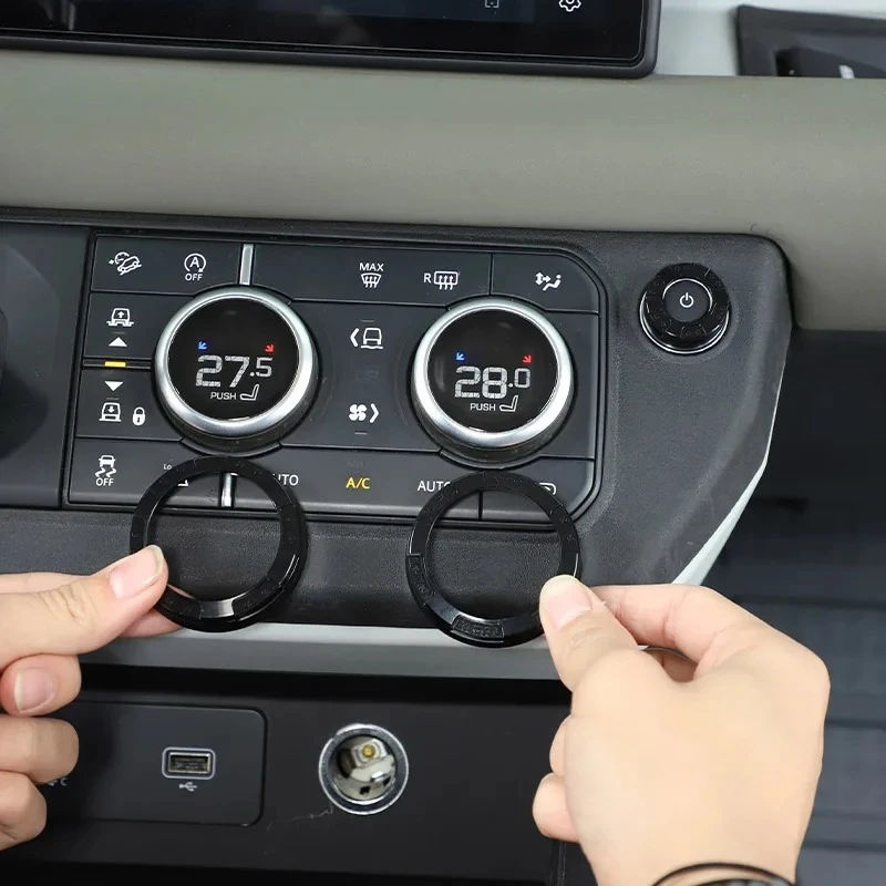 For Land Rover Defender 90 110 2020-2025 Aluminum Alloy Car Air Conditioning Volume Knob Cover Decorative Ring Car Accessories