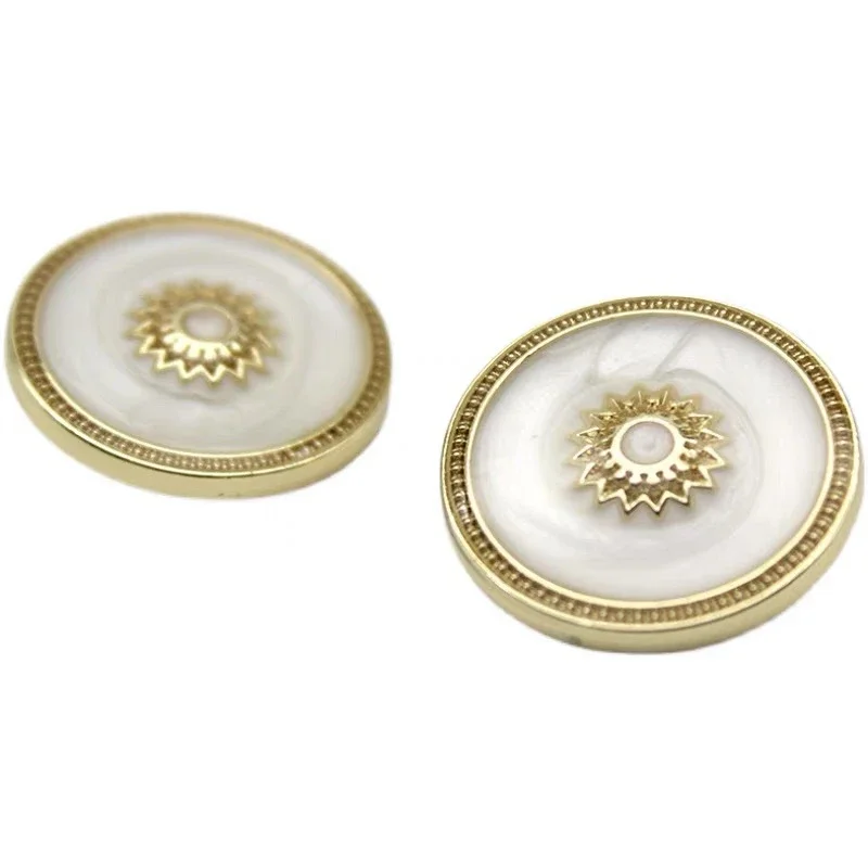 10pcs Vintage High-grade Gold Border Simple Flower Point Oil Metal Coat Trench Coat Dress Exquisite Buttons Sewing Supplies