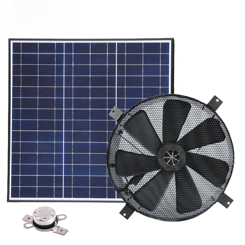 60W DC Air Conditioning Vent Kit Wall Window Mounted Solar Panel Powered Hot Air Exhaust Fan Cooler Extractor Ventilation Tool view 2