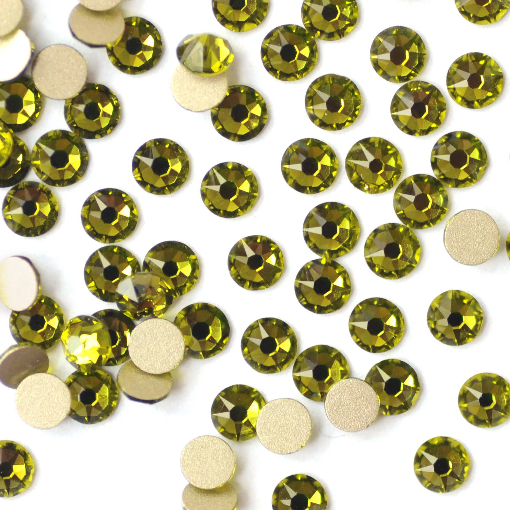 2088 Olivine Glitzer-Strasssteine, flache Rückseite, 16-fach geschliffene Strass-Kristalle, nicht heißklebend, für DIY-Näharbeiten und Kleidungsdekoration – Detail 3