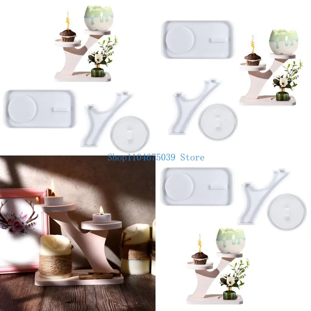 

5asd Multifuntional Crafting Moulds Base Molds Splicing Bracket Candlestick Molds Silicone Texture for Candle