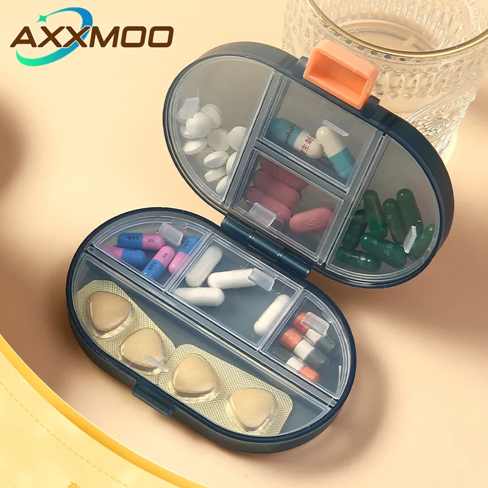 1PCS Airtight 8 Compartment Travel Pill Box, Large Capacity Portable Medicine Organizer, Daily Supplement & Vitamin Holder