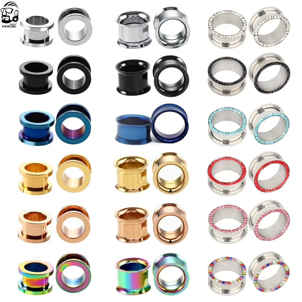 2 sztuk zatyczki do uszu ze stali nierdzewnej tunele piercing Flared wkręcane kolczyki Expander Earlet wskaźniki piercing ciała biżuteria 3mm-25mm