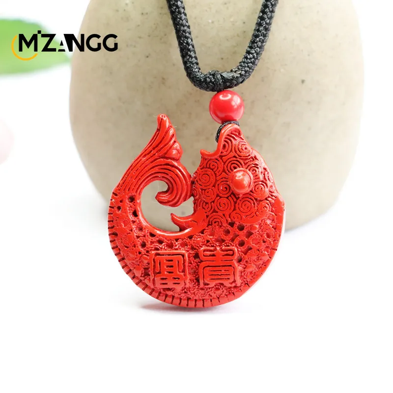 Natural Cinnabar Koi Pendant Red Sand Auspicious Rich Fish Necklace Hand-carved Simple Exquisite Jewelry for Men and Women Gifts