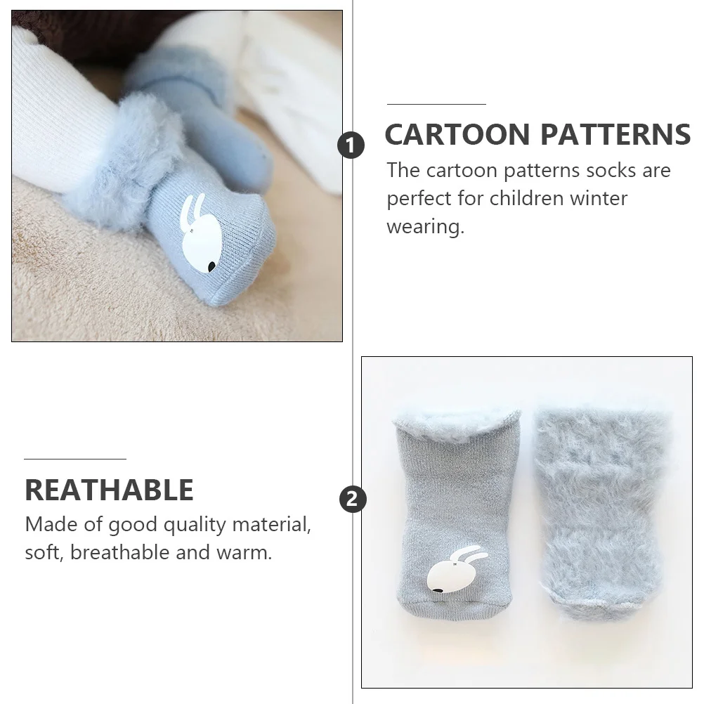 

3Pairs Kids Thick Warm Socks Cartoon Breathable Soft Winter Children Socks Comfortable Durable Non-Slip Sturdy