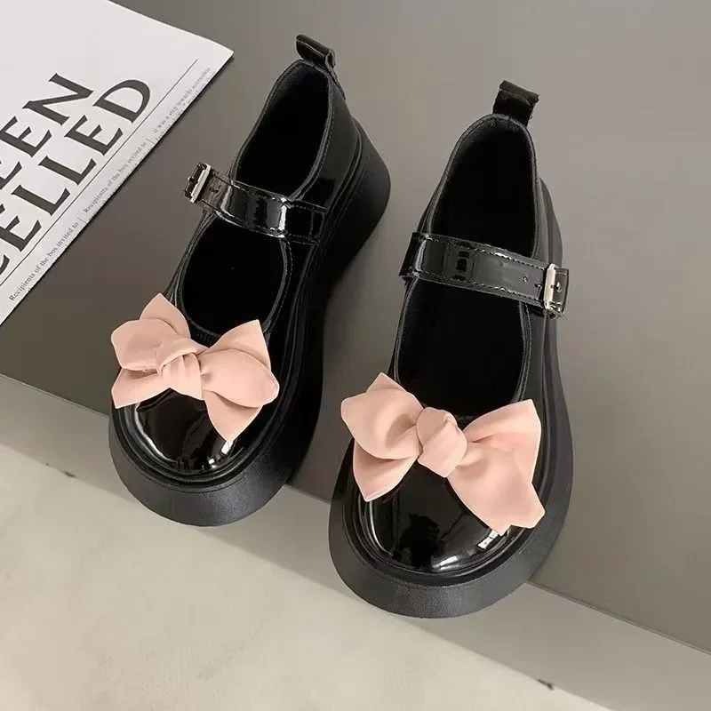 

Bow Lolita Shoes Japanese Mary Jane Shoes Women Vintage Girls Students JK Uniform Platform Shoes Cosplay High Heels Plus Size 40