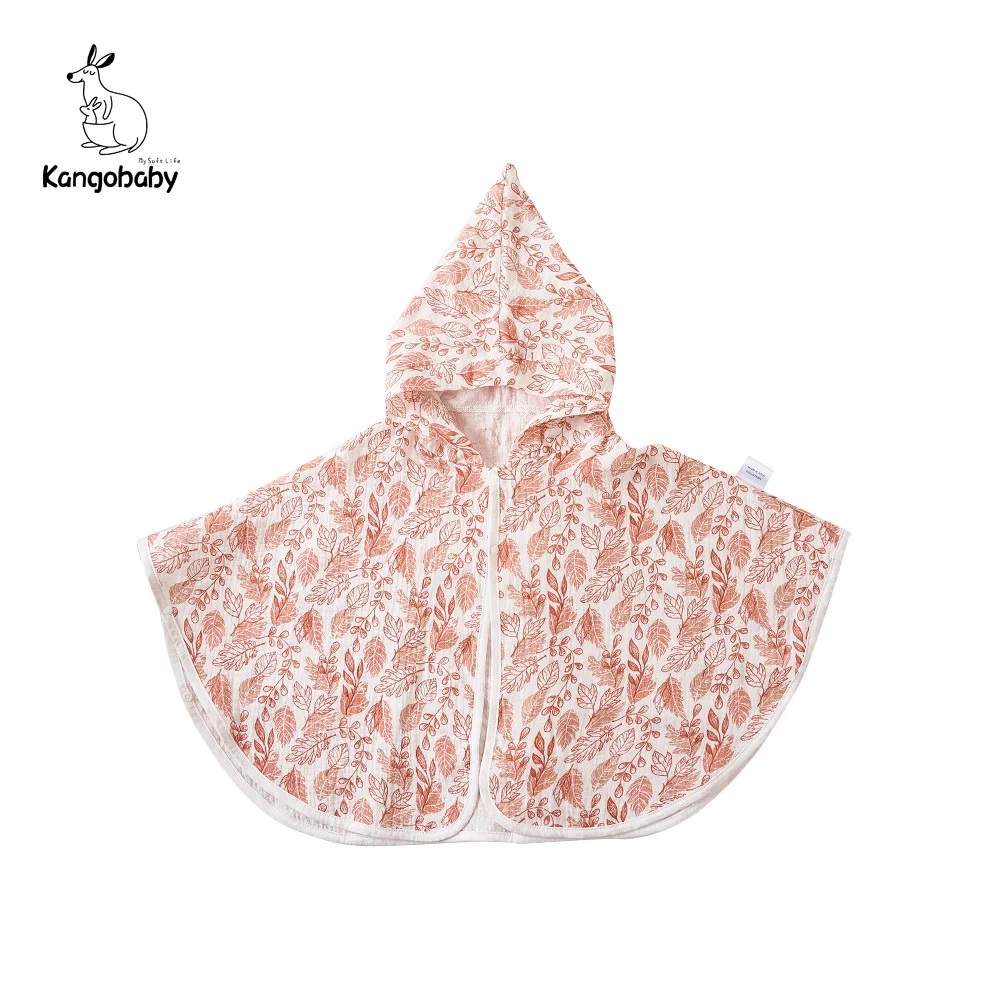 Kangobaby #My Soft Life# New Design Cute Fashion Cotton Baby Hooded Bath Towel Newborn Muslin Blanket Infant Cloak Swaddle