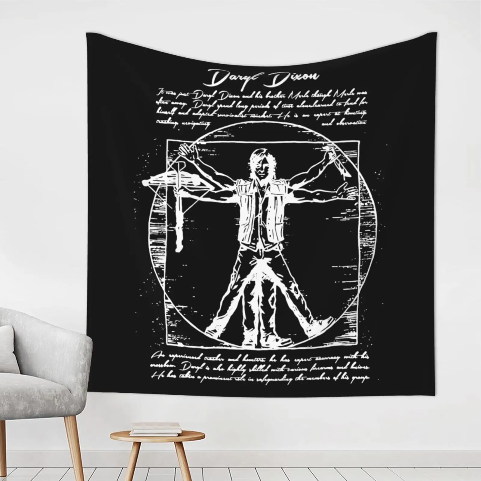 Walking Dead Vitruvian Daryl Dixon Tapestry Wall Hanging Anime Tapestry Wall Decoration Astrology Mandala