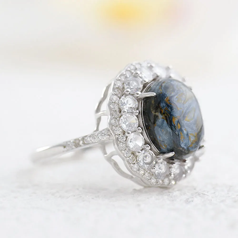 

Кольцо из стерлингового серебра 925 пробы, в сочетании с натуральным камнем Питера 9x11 мм, роскошное женское кольцо с 2 каратами, свадебные украшения, подарок на день рождения