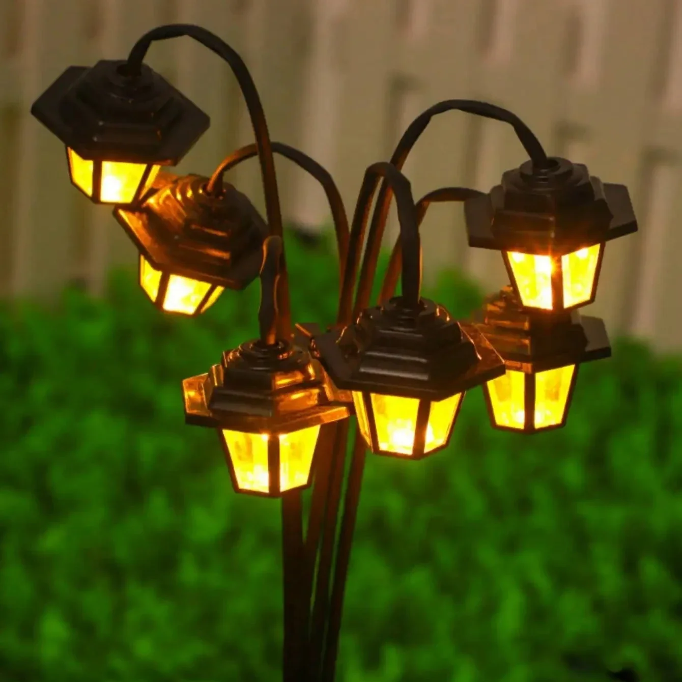 Solar Lantern Retro Vintage Style, 3/6LED Decorative Street Lamp Light, IP65 Waterproof Dusk to Dawn for Garden Courtyard