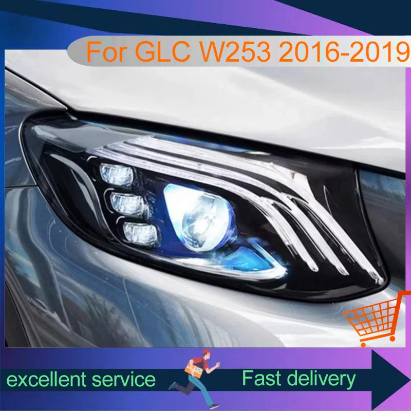 Auto Headlights For Benz GLC 2016-2019 Front Lamp Upgrade LED Bulbs DRL Newest Upgrade Head Light Projector Lens Car Accessories