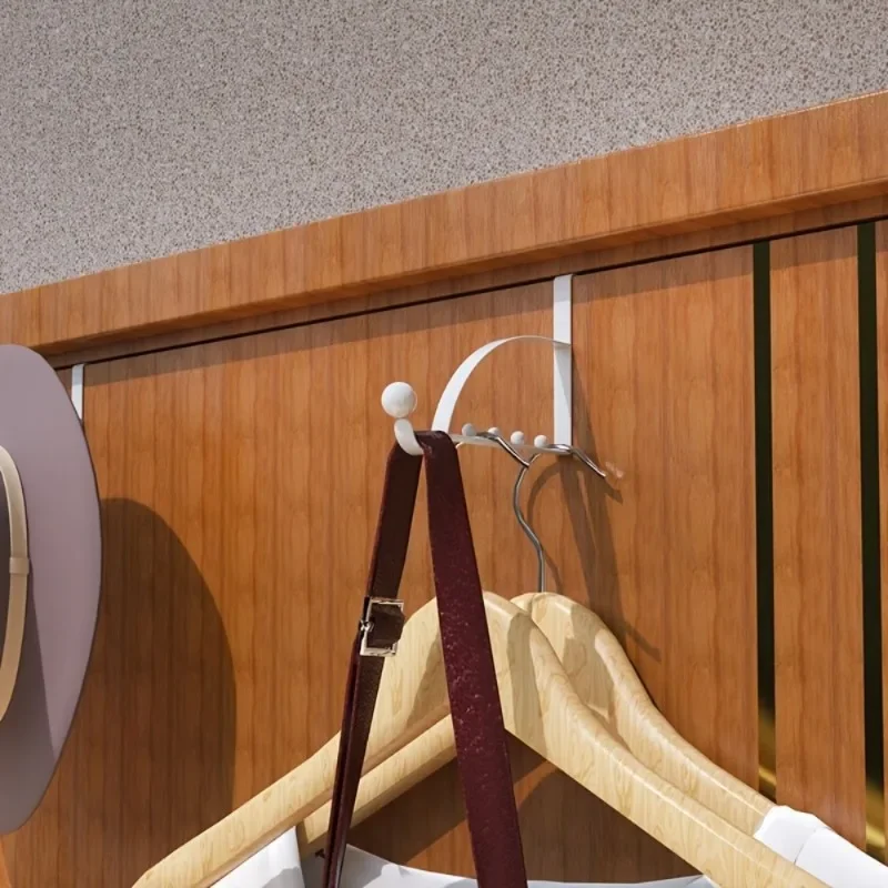 1PC Door Rear Hook Clothes Coat Hat Towel Hanger Door Back Wall Mounted Hooks Cabinet Wardrobe Metal Clothes Hat Home Storage view 2