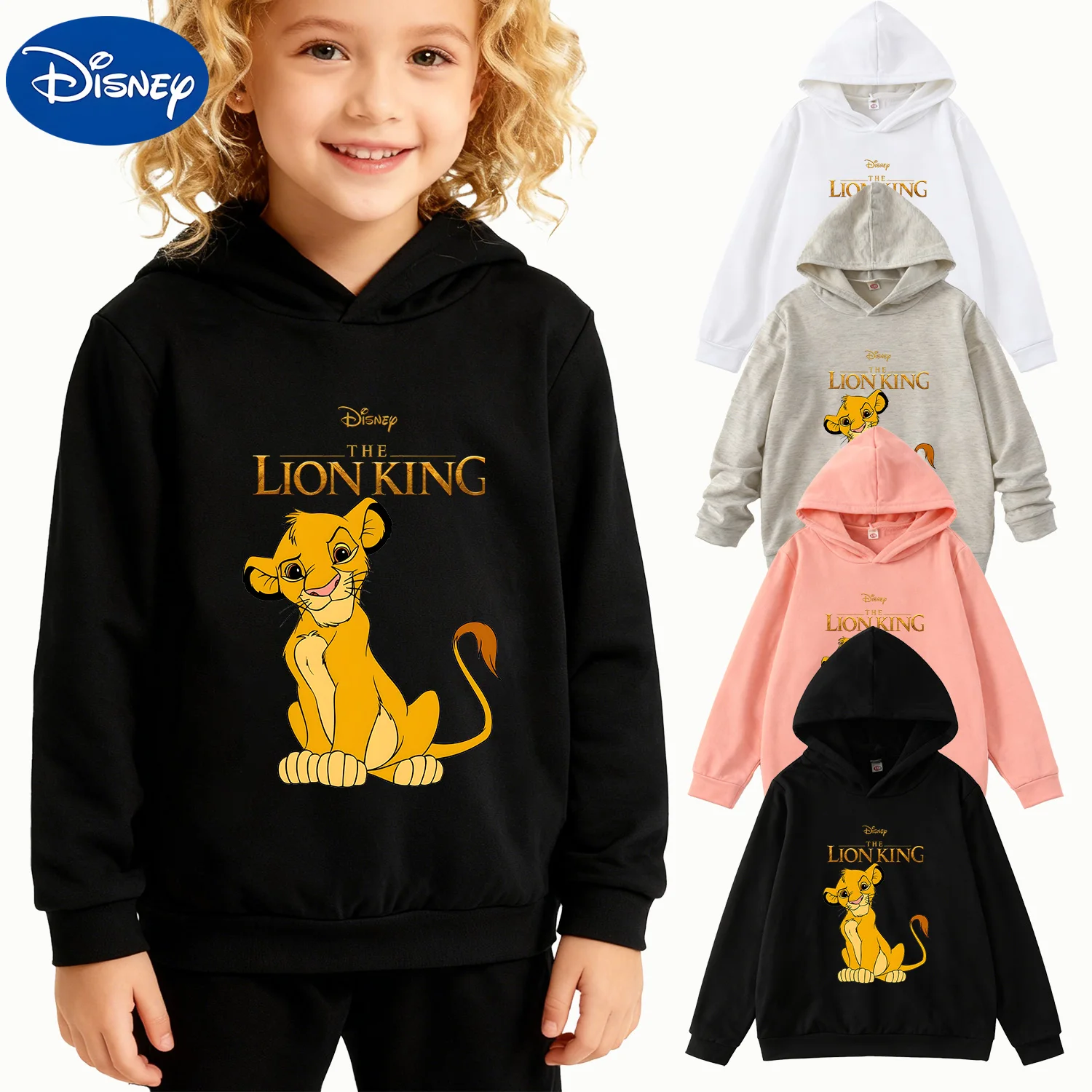 

Детская толстовка с капюшоном для мальчиков и девочек Disney The King Lion Young Simba, черный повседневный пуловер с рисунком