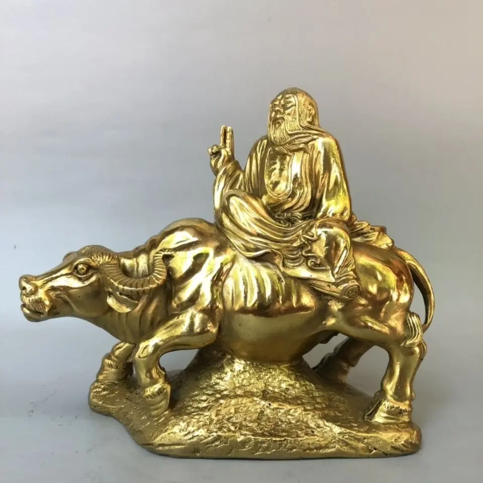 Statue de l'éthiqueiste chinois Laozi montant sur une vache, figurines décoratives pour la maison et le jardin ﻿