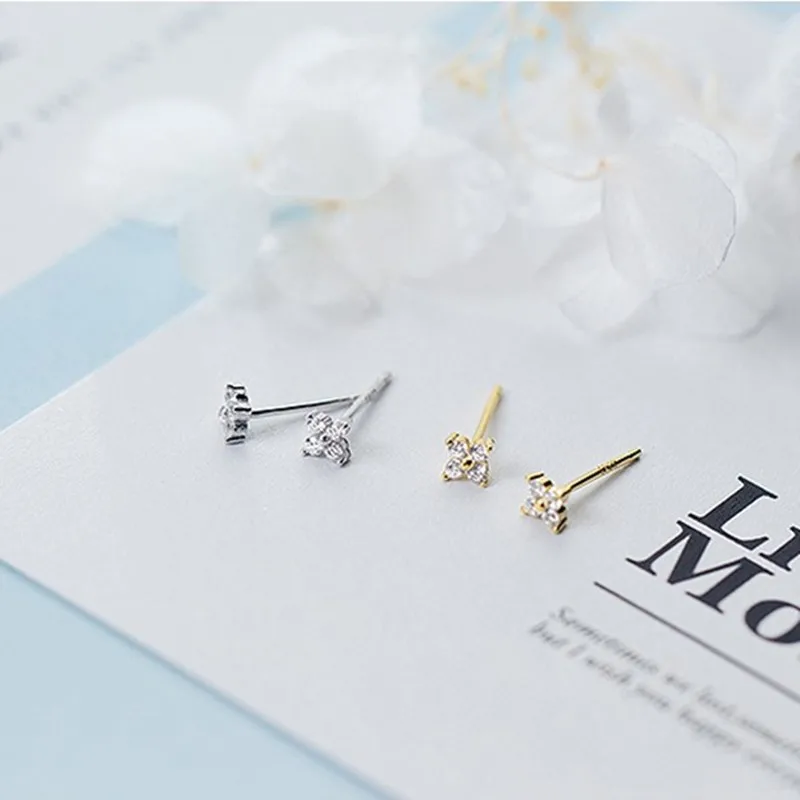 Tiny CZ Flower Stud Earrings Cartilage Piercing Jewelry for Women Girl