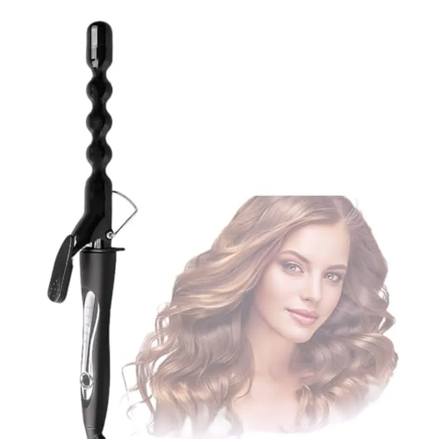 Electric 1 Inch Ceramic Curling Wand for Long Hair 25mm Round Barrel Fast Heating Beach Waves Styling Tool with Heat Protection
