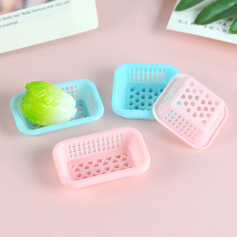 10Pcs Dollhouse Miniature Food Storage Plastic Basket Simulation Fruit Vegetable Basket Kitchen Kits Fairy Garden Decora Accesso