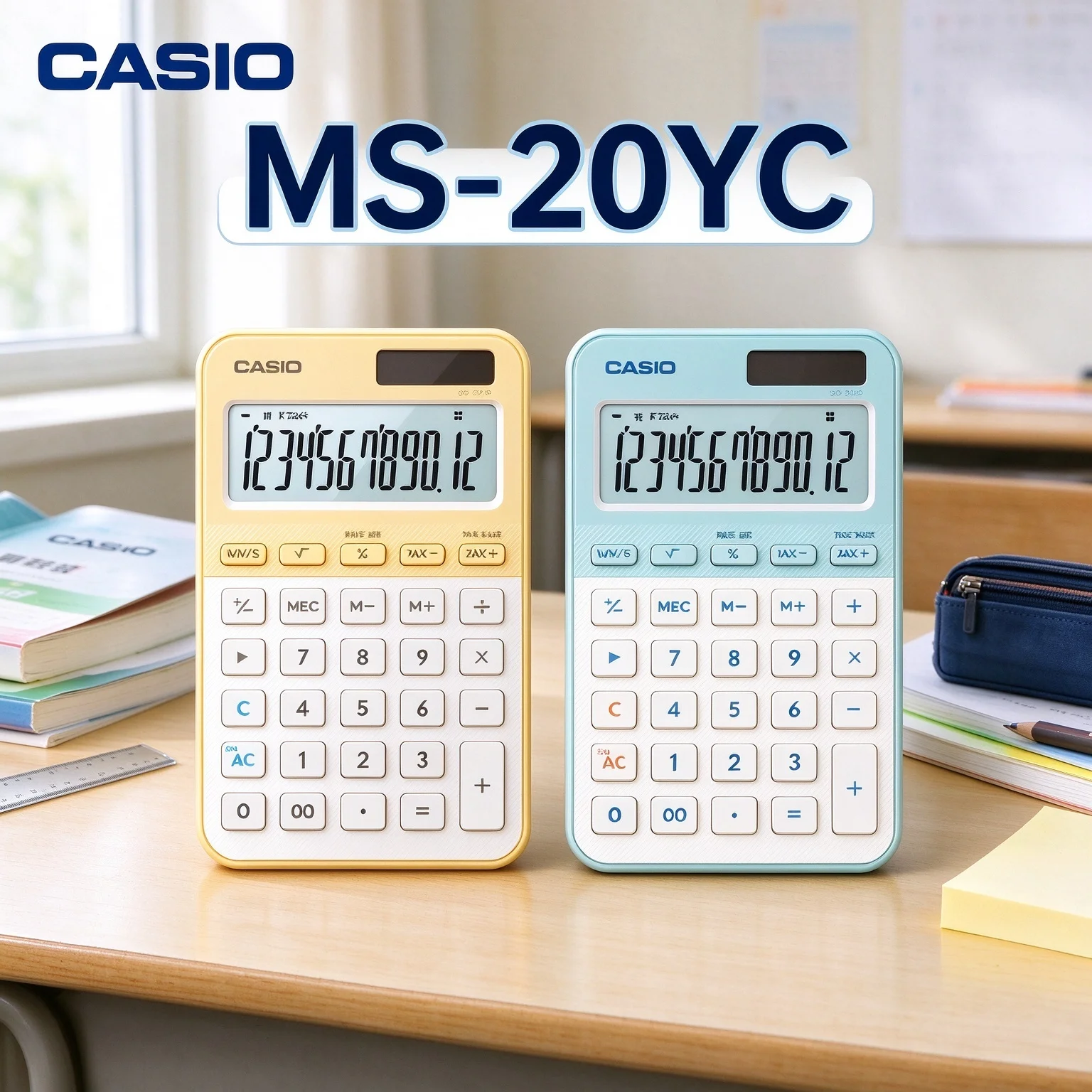 Casio MS20YC SL310YC Desktop & Pocket Calculator Solar Powered with Tax Calculation for Small Business Accounting Use