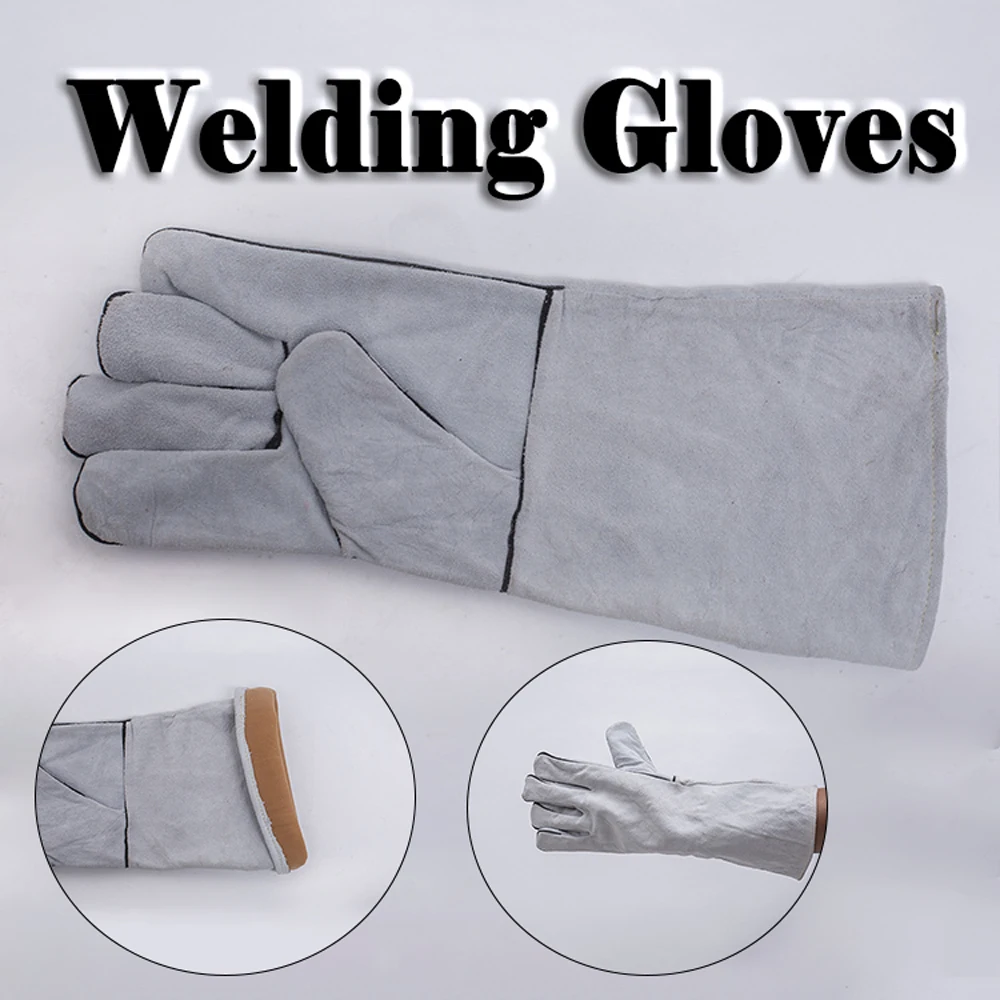 1/3/5 Pair Leather Welding Gloves Fireproof Heat-Resistant Welding Fireplaces Gloves Leather Protective Gloves for Welders