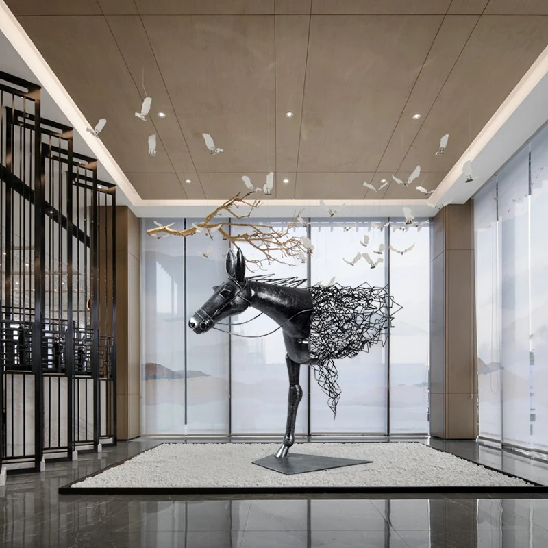 Metal General Horse Landing Art Sculpture Sales Office Hotel Lobby Foyer Creative Hollow Crafts