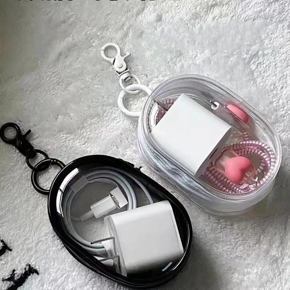 Portable Mini Clear Zipper Storage Bag Space-Saving Organizer for Earphones & Chargers Versatile Transparent Storage Pouches