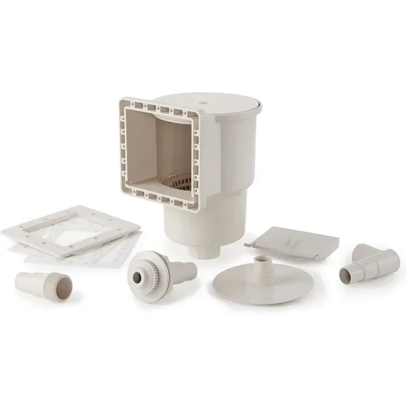 

Home.Standard Thru-Wall Above Ground Pool Skimmer Kit ABS Construction Pool Skimmer Large Debris Basket Snap-In & Remova