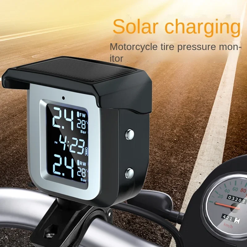 Motorcycle tire pressure monitor solar wireless  locomotive electric vehicle detector Waterproof high precision monitoring