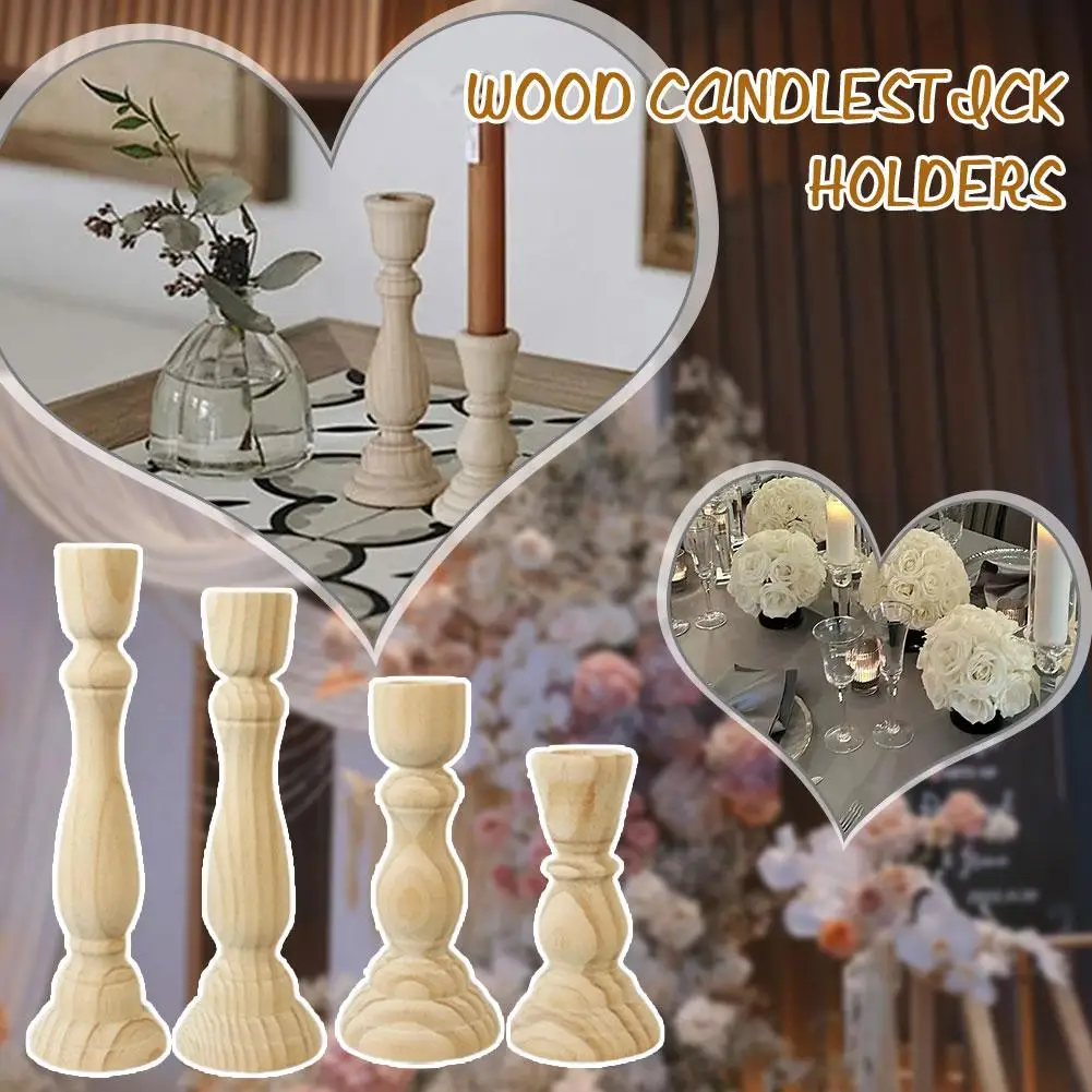 Kerzenständer aus unlackiertem Holz, Kerzenhalter, Säule, konische Kerzenständer für Hochzeit, Party, Geburtstag, Zuhause, Tischdekoration