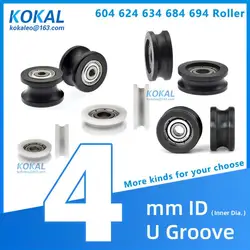 [Ud4] 4/10PCS minisize micro 624 604 ball bearing coated with plastic POM PA with stailess steel screw M4 wheel pulley M4*18*6mm