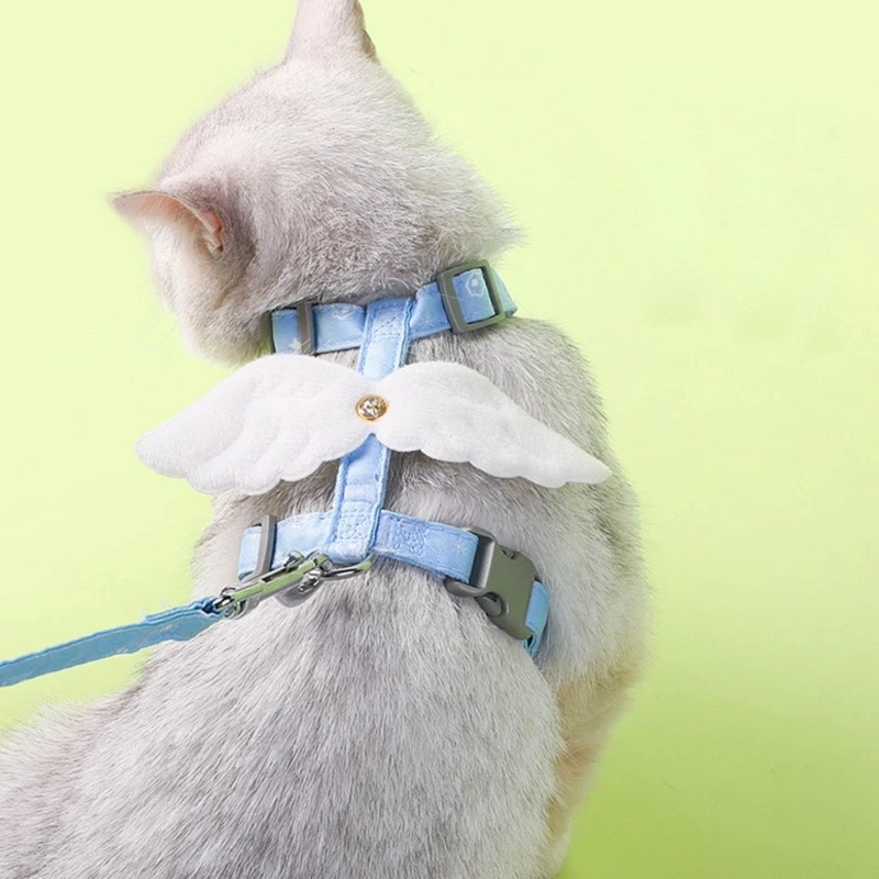 Cute Angel Wing Wings Pets Cat Harness Leash Dog Collars Accessories Adjustable Shoulder Strap Harnesses for Kitten Puppy