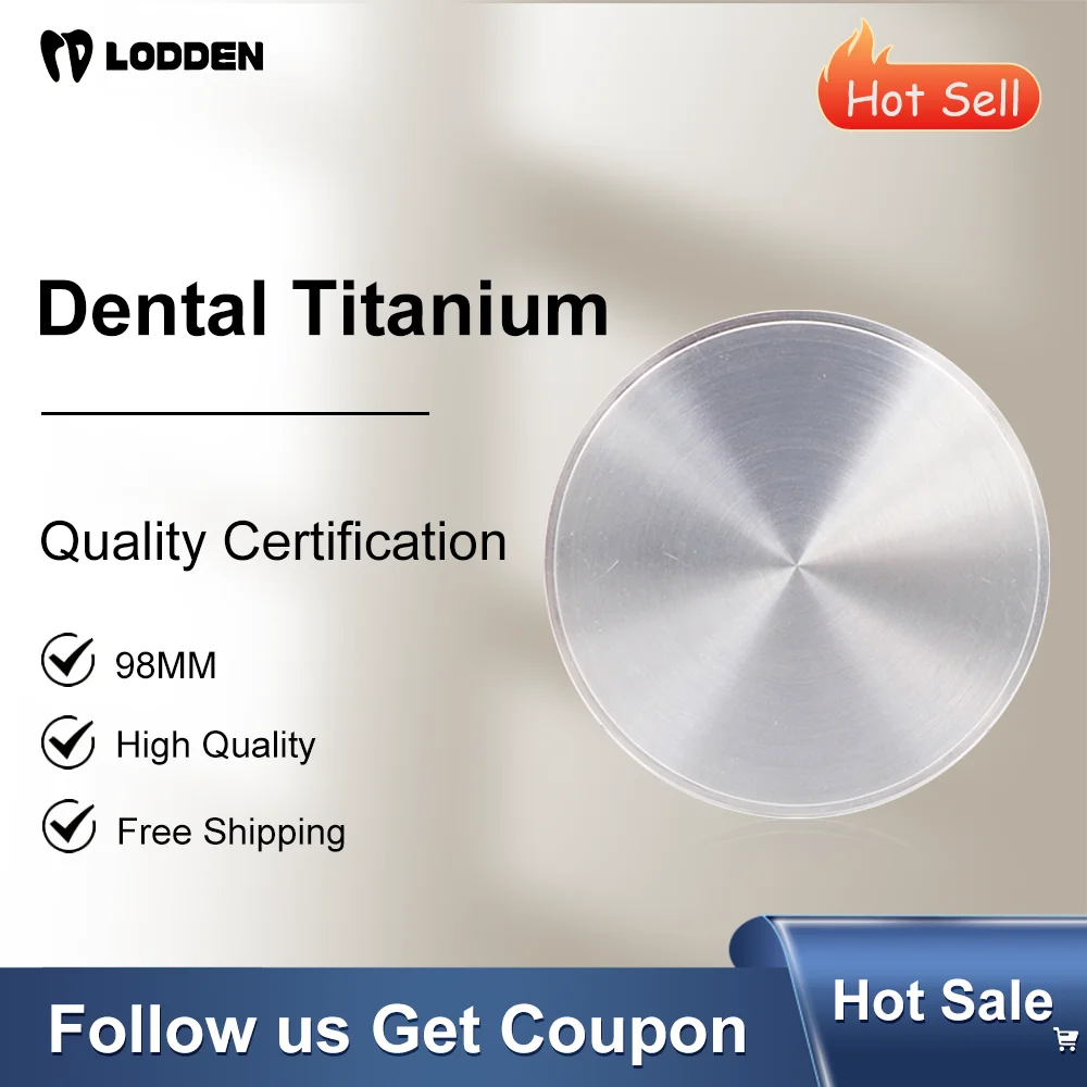 

Lodden Dental Lab Titanium Alloy Disc TC4/GR5 Blocks Restoration CAD CAM Dentist Materials 98mm Implant Abutments Framework