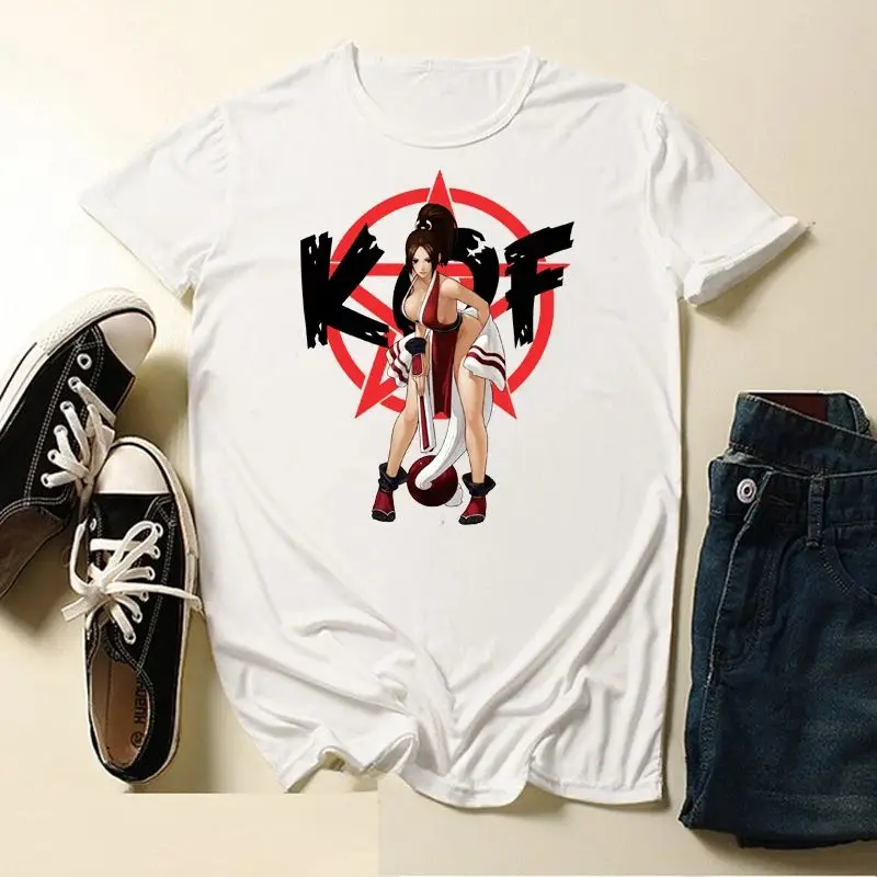 Fighter King Mai Shiranui Modal Print Y2k Breathable Anime Creative Aesthetics Hipster Men Women Universal Short-sleeved T-shirt