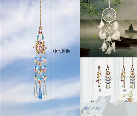 

Suncatcher Dreamcatcher Crystal Pendant Sun and Moon Window Prism Home Garden Decor Car Wall Hanging Gift