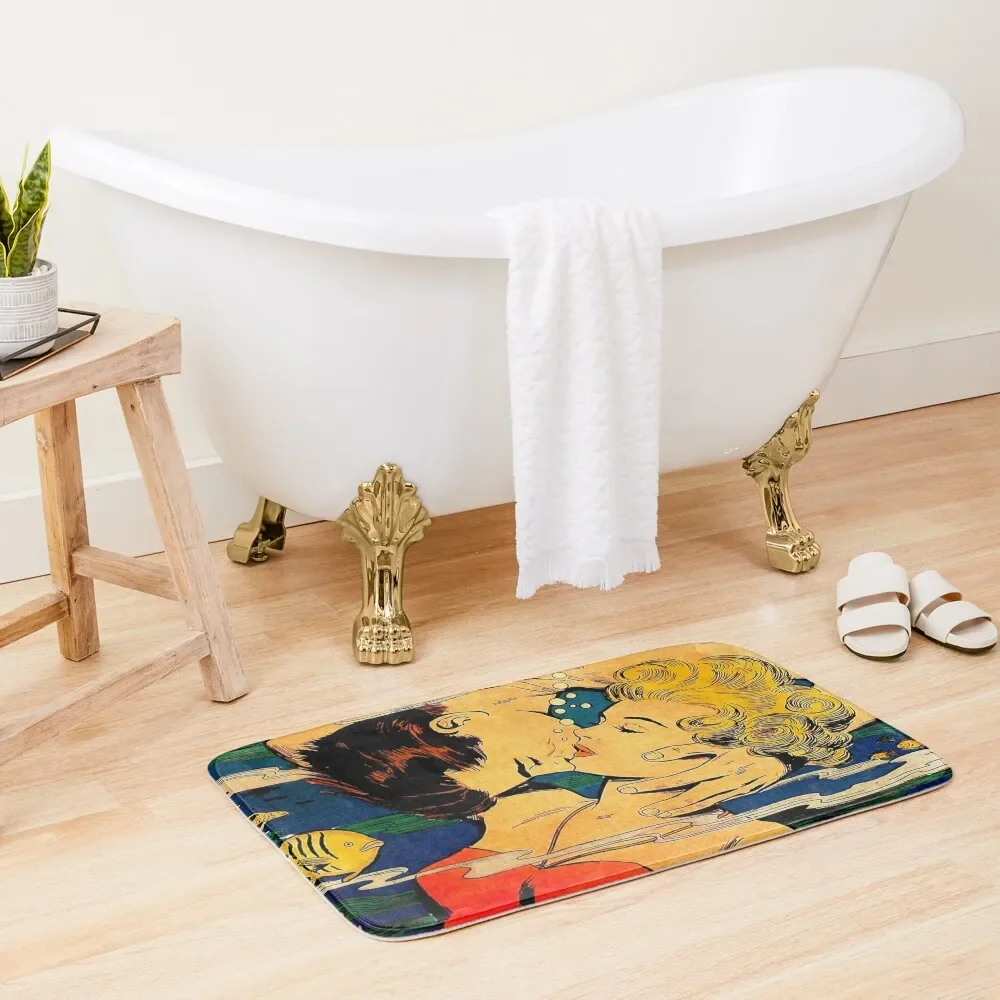 

Underwater Lovers - Romance Romantic Lovers Retro Beach Bath Mat Rooms Hallway Carpet Living Room Rugs Mat