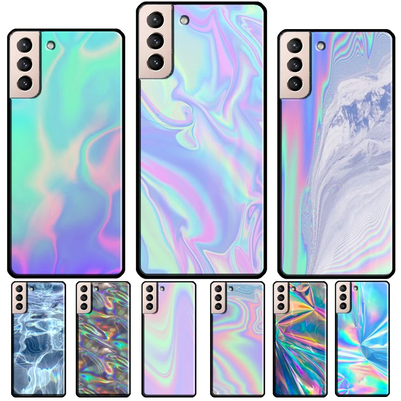 Rainbow Holographic Iridescence Silicone Case For Samsung Galaxy S21 S20 FE S8 S9 S10 Plus Note 10 20 S22 S23 Ultra Coque