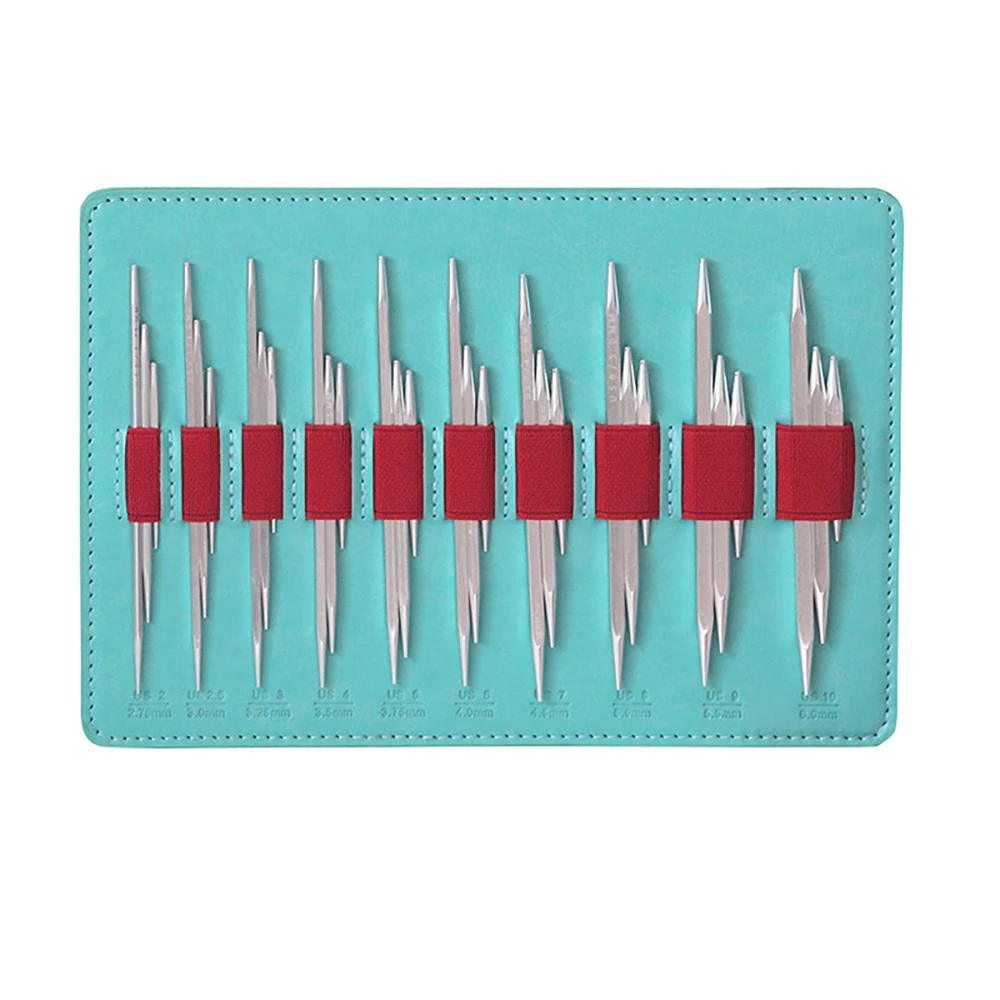 Set of 44 Pcs of Knitting Tools 5+8+11.5cm Alumina Square Removable Interchangeable Head Circular Needle Set 10 Pairs 2.75-6.0mm